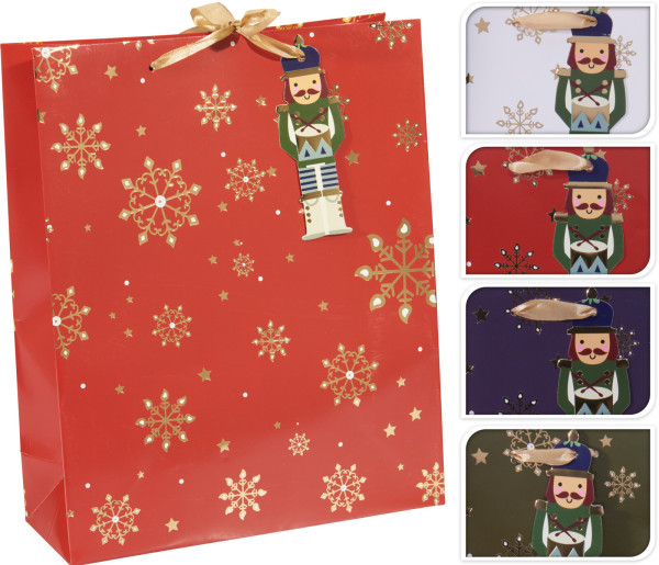 Geschenktasche SCHNEEFLOCKEN in mehrfarbig aus Papier