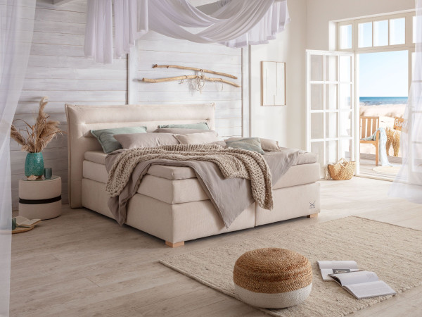 Boxspringbett SANSIBAR VINTERDAL in almond-milk aus Stoff