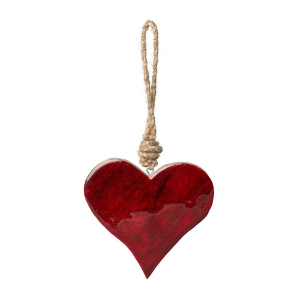 Christbaumschmuck Hänger HERZ ENAMEL in rot aus Holz