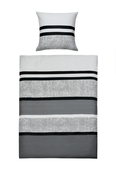Bettwäsche NELA Satin in grau/schwarz aus Baumwolle