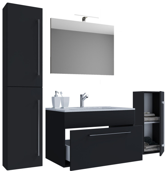 Badezimmerset 5-tlg. BADINOS in  schwarz aus MDF