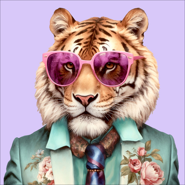 Glasbild TIGER WITH GLASSES