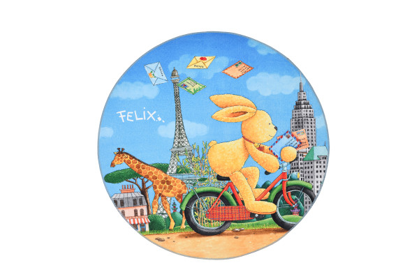 Teppich FELIX DER HASE in blau aus Polyester