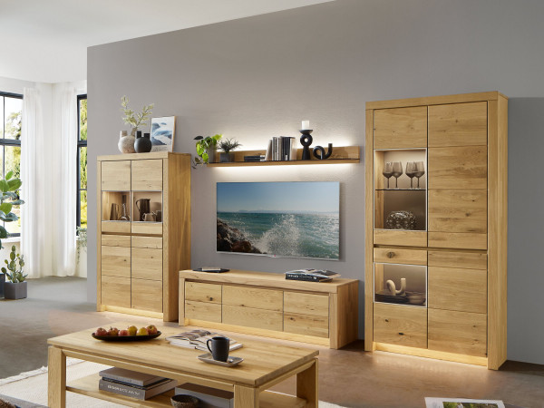 Wohnwand witlake SORAGA in Wildeiche aus Massivholz