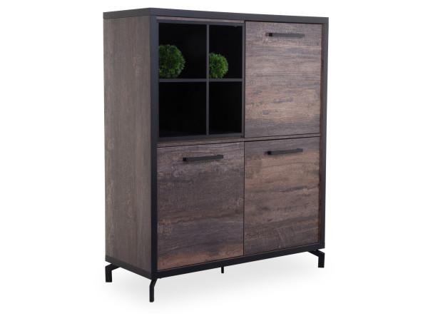 Highboard KUTA in dark brown aus Dekor