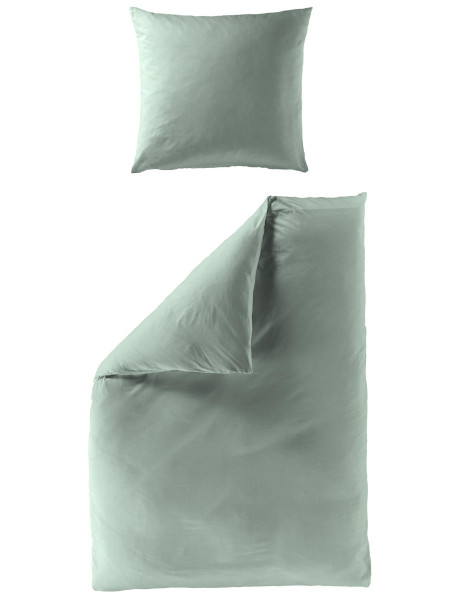 Bettwäsche Mako-Satin grün aus Baumwolle