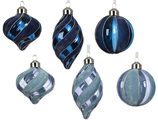 Weihnachtskugel in blau aus Glas