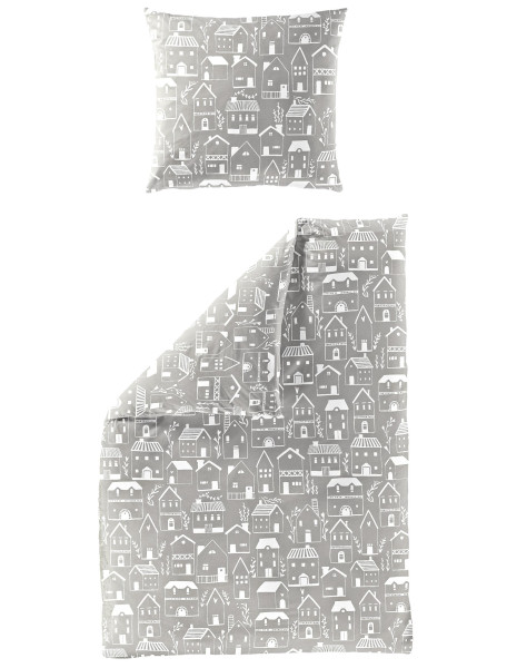 Bettwäsche Biber beige aus Baumwolle