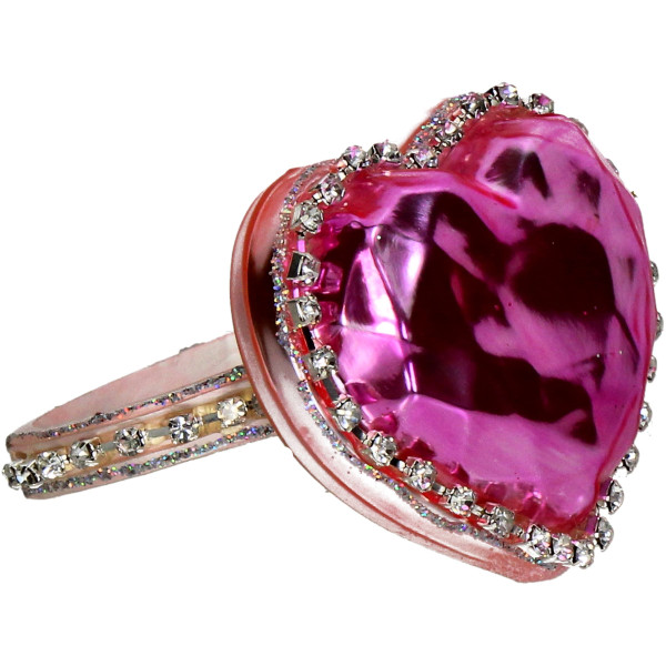 Weihnachtskugel HERZRING in pink aus Glas