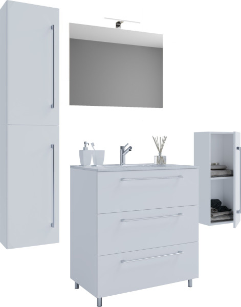 Badezimmerset 5-tlg. Schubo in  Weiß aus MDF