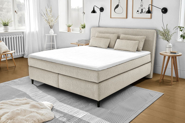 Boxspringbett HARPER JODAR in beige aus Stoff