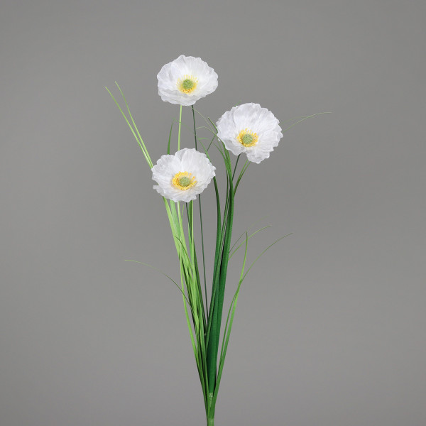 Kunstblume MOHN in weiß aus Kunststoff