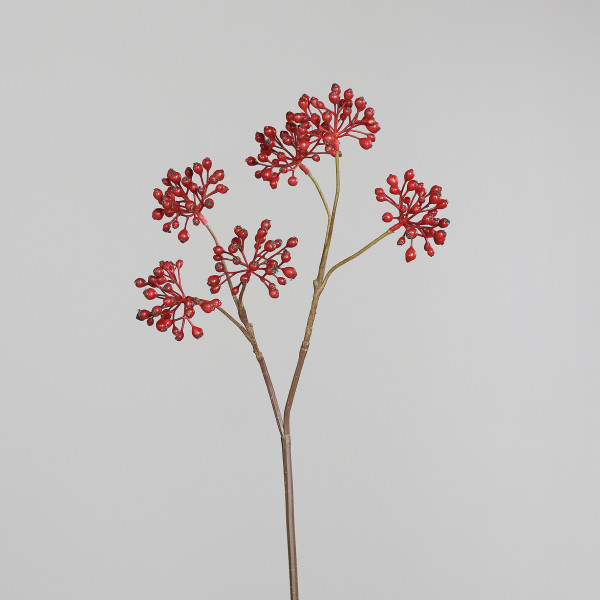 Kunstblume Hagebuttenzweig in rot aus Kunststoff