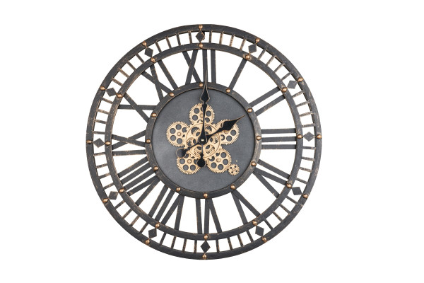 Wanduhr in schwarz aus Metall