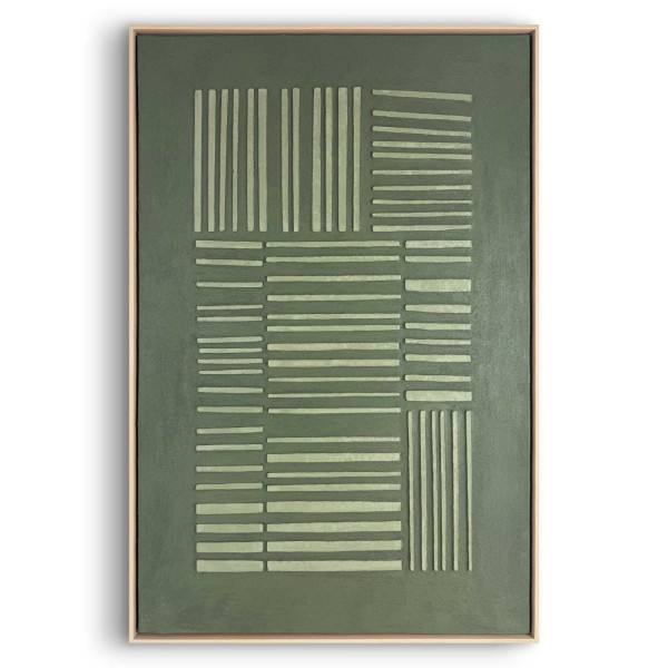 Reliefbild LINIENMUSTER in grün aus Materialmix
