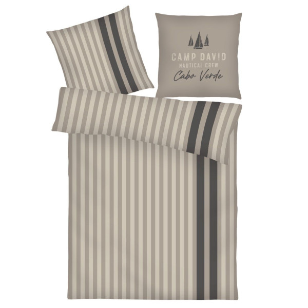 Bettwäsche CAMP DAVID Satin in taupe aus Baumwolle