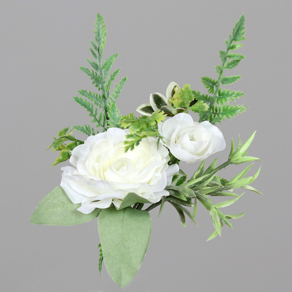 Kunstblume ROSEN-FARN-MIX in weiß aus Kunststoff
