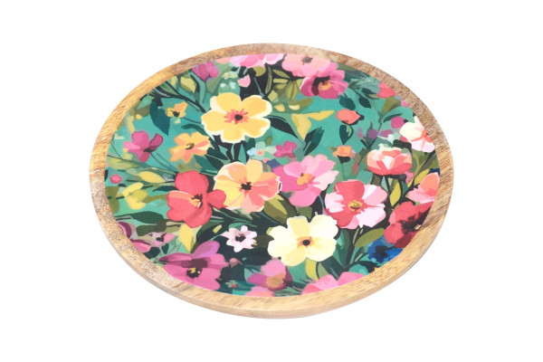 Teller FLOWER in bunt aus Mango