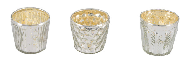 Teelichthalter in silberfarben aus Glas