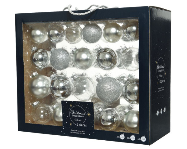 Weihnachtskugel-Box MAXI SILBER in silberfarben aus Glas