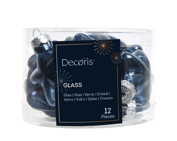 Weihnachtskugel-Box Sterne NACHTBLAU in blau aus Glas
