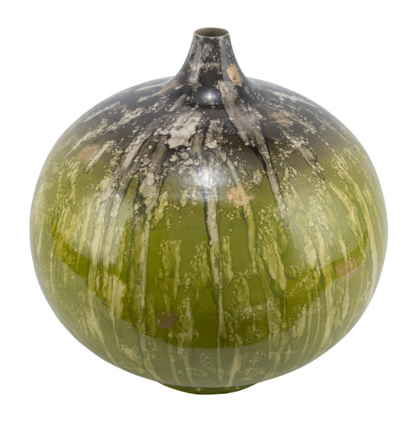 Kugelvase in grün aus Metall