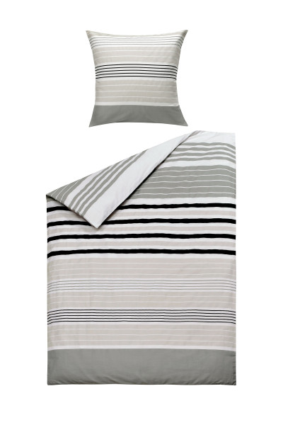 Bettwäsche Satin ELVIRA in beige aus Baumwolle
