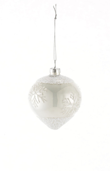 Weihnachtskugel ZWIEBEL in weiß aus Glas