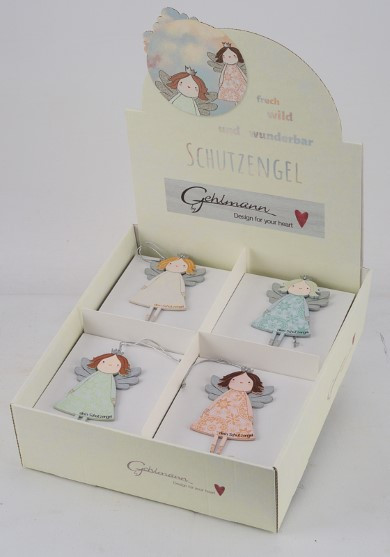 Christbaumschmuck Hänger SCHUTZENGEL in bunt aus Holz