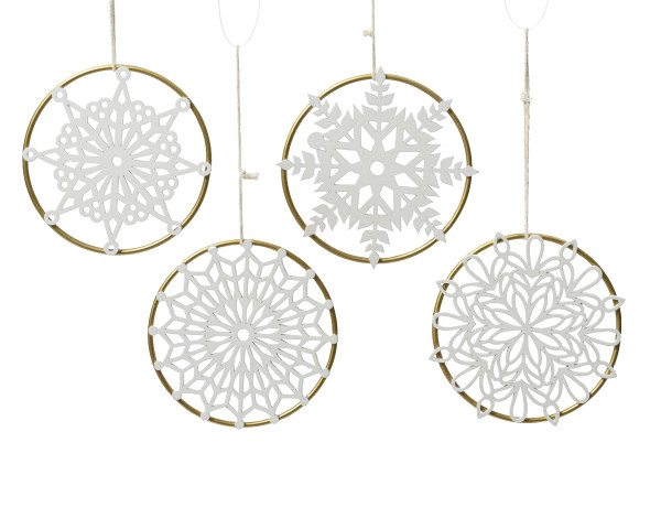 Christbaumschmuck Hänger Traumfänger in weiß aus Holz