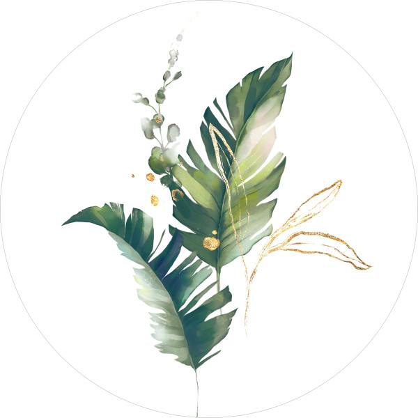 Glasbild WATERCOLOURED PALM in mehrfarbig aus Glas