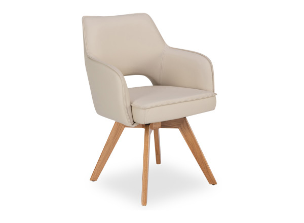 Armlehnstuhl HARPER DIDIM in creme aus Leder