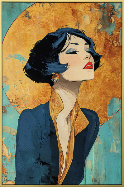 Gemälde 1920´s GLAMOUR in goldfarben aus Holz