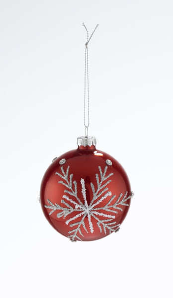 Weihnachtskugel rot in rot aus Glas