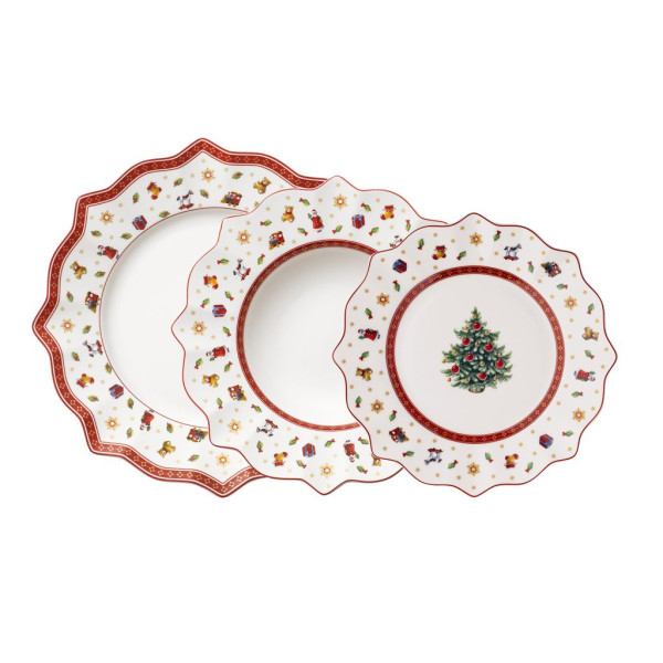 Teller-Set Toy\\\'s Delight in weiß/rot aus Bone China