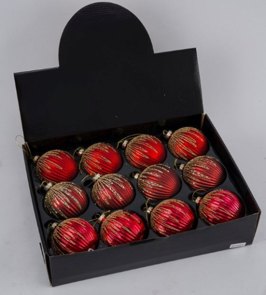 Weihnachtskugel in rot/gold aus Glas