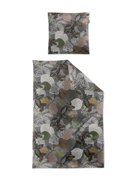 Bettwäsche WAVE Satin in grau aus Baumwolle