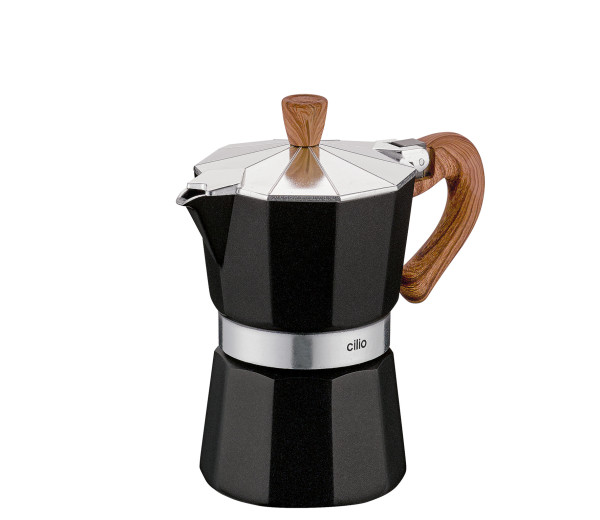 Espressokocher cilio CLASSICO NATURA in schwarz aus Aluminium