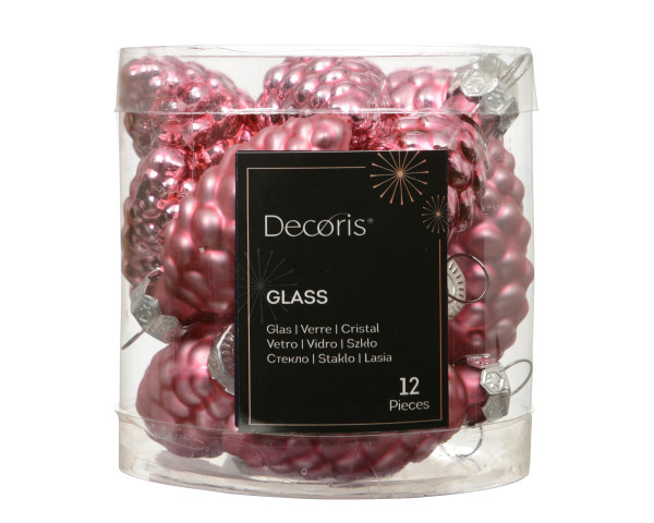 Weihnachtskugel-Box Zapfen BLÜTENROSA in rose aus Glas