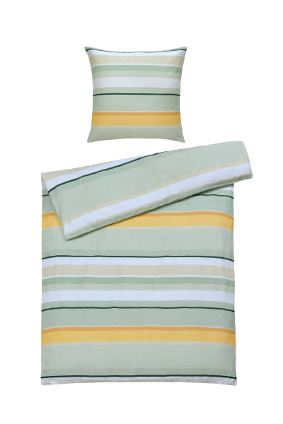 Bettwäsche CONNY Satin in grün/gelb aus Baumwolle
