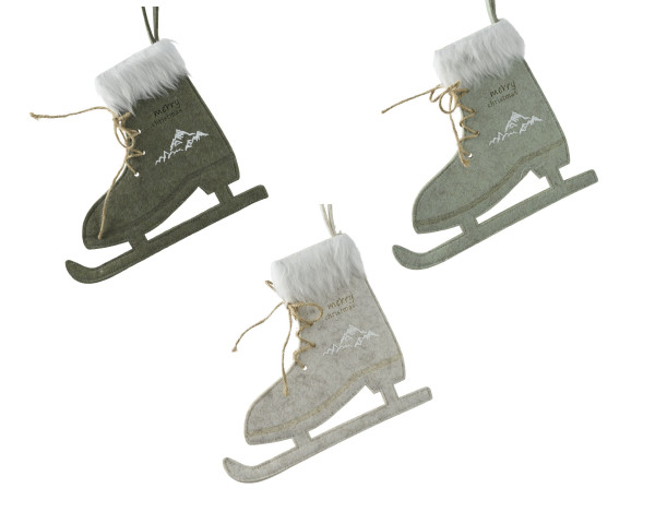 Christbaumschmuck Hänger Schlittschuhe in grün aus Filz