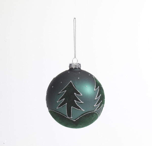 Weihnachtskugel TANNE in grün aus Glas