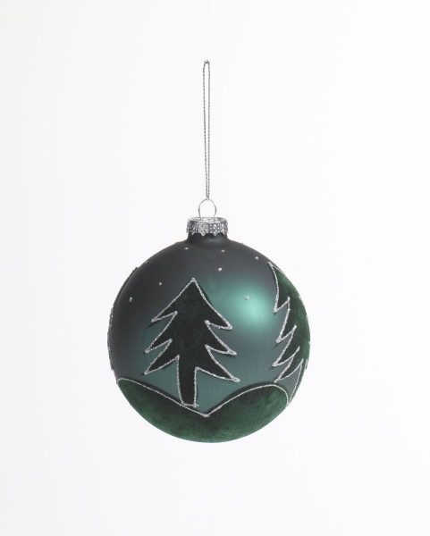 Weihnachtskugel TANNE in grün aus Glas