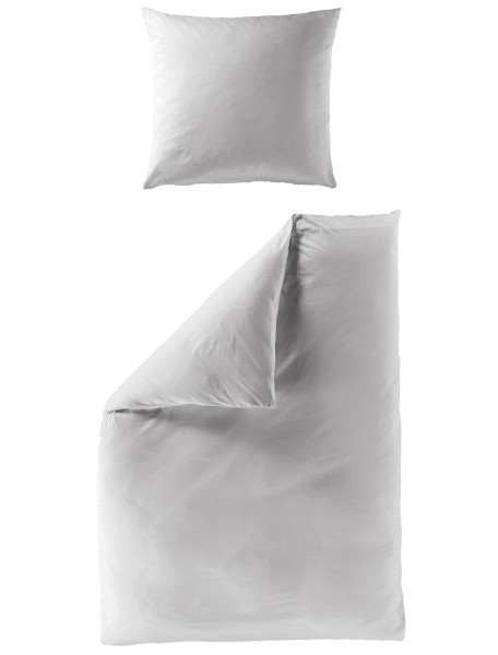 Bettwäsche Mako-Satin silber aus Baumwolle