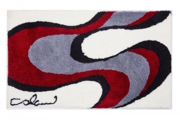 Badematte Colani 11 in weiß/rot aus Polyacryl