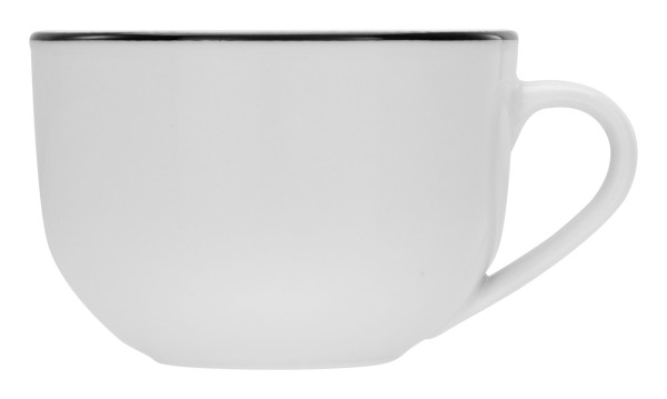 Kaffeeobertasse LUNA BLACK LIN in weiß aus Porzellan