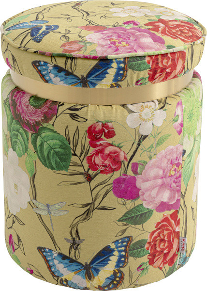 Hocker FLOWERFEVER in gelb aus Stoff