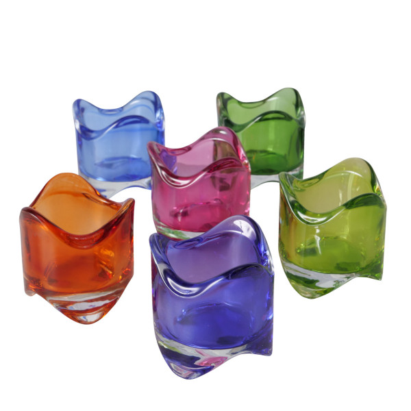 Teelichthalter COLORA in mehrfarbig aus Glas
