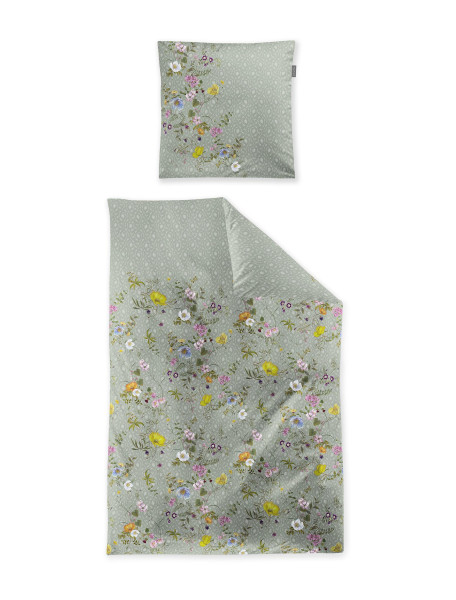 Bettwäsche TOKIO Satin in grün aus Baumwolle