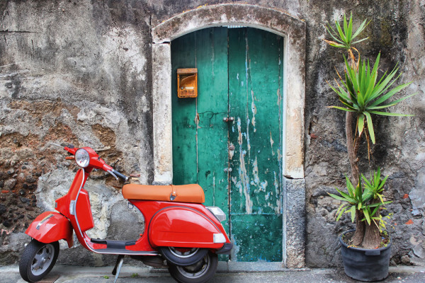 Akustikbild ROTES MOPED aus Materialmix